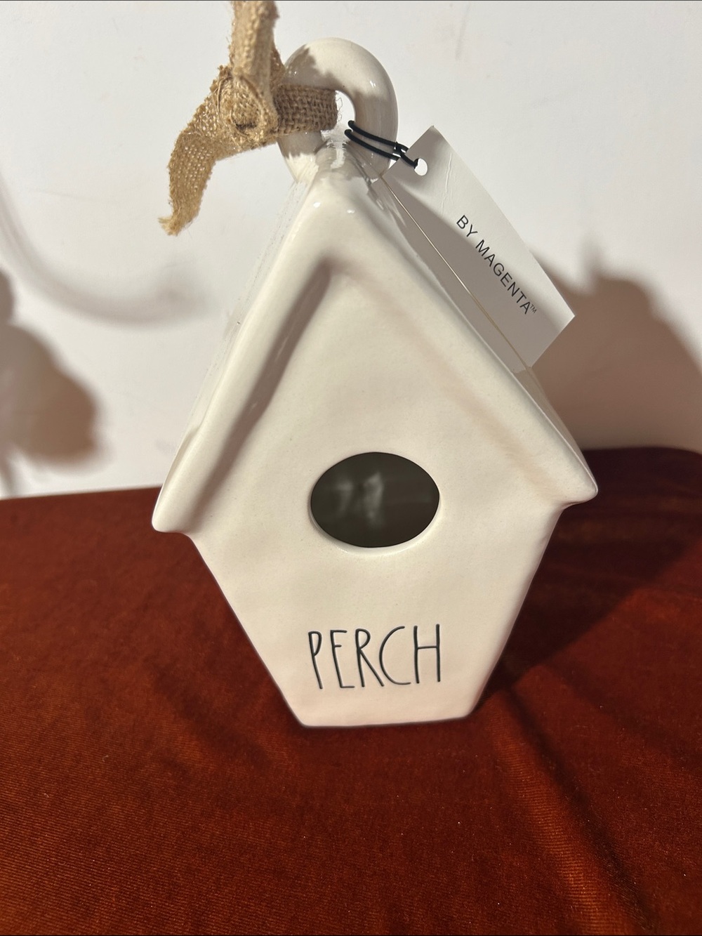 Magenta White Ceramic 'Perch' Decorative Birdhouse Accent